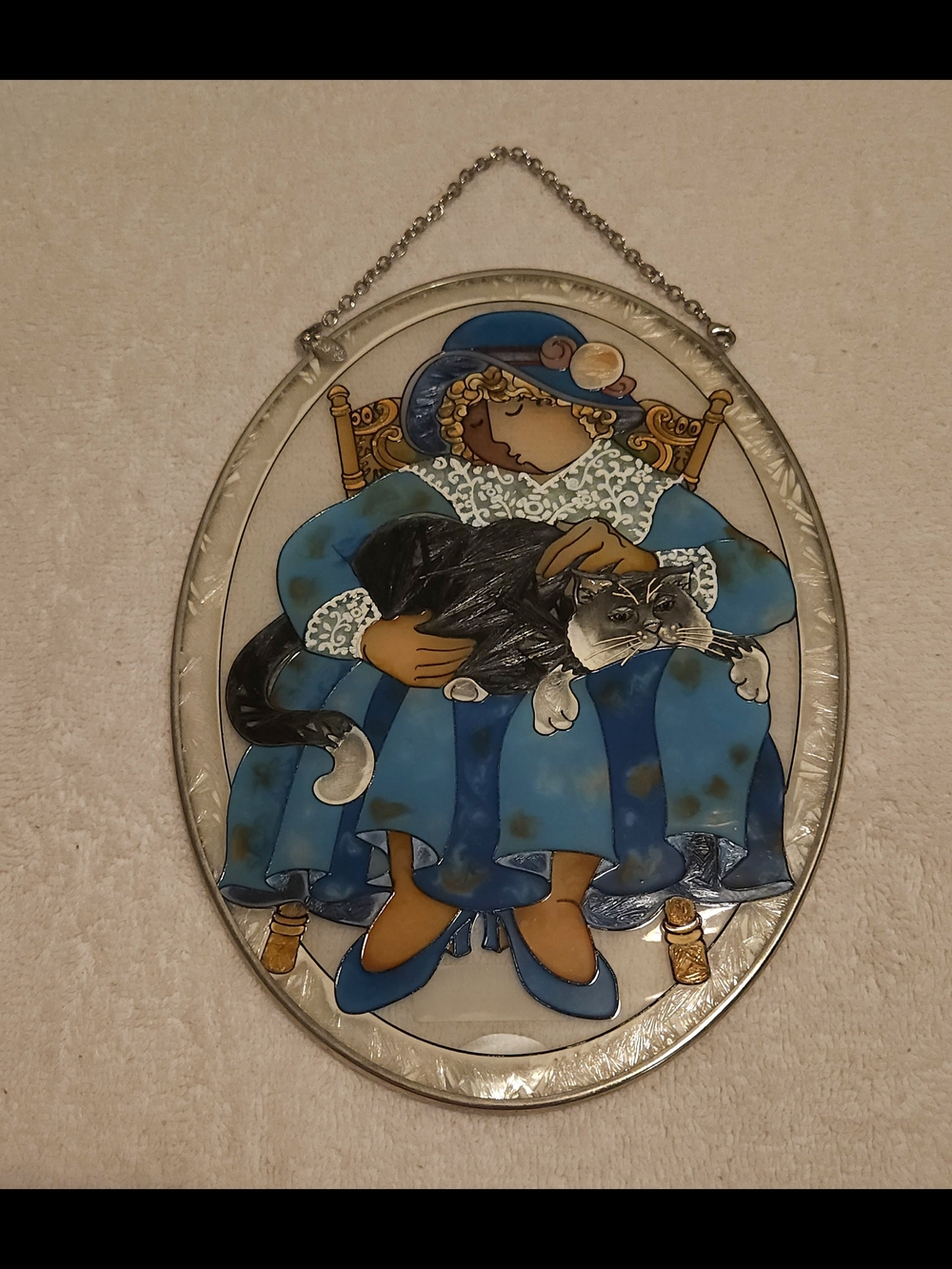Amia Studios 'Lap Top Tom' Barbara Lavallee Glass Suncatcher BEAUTIFUL!!
